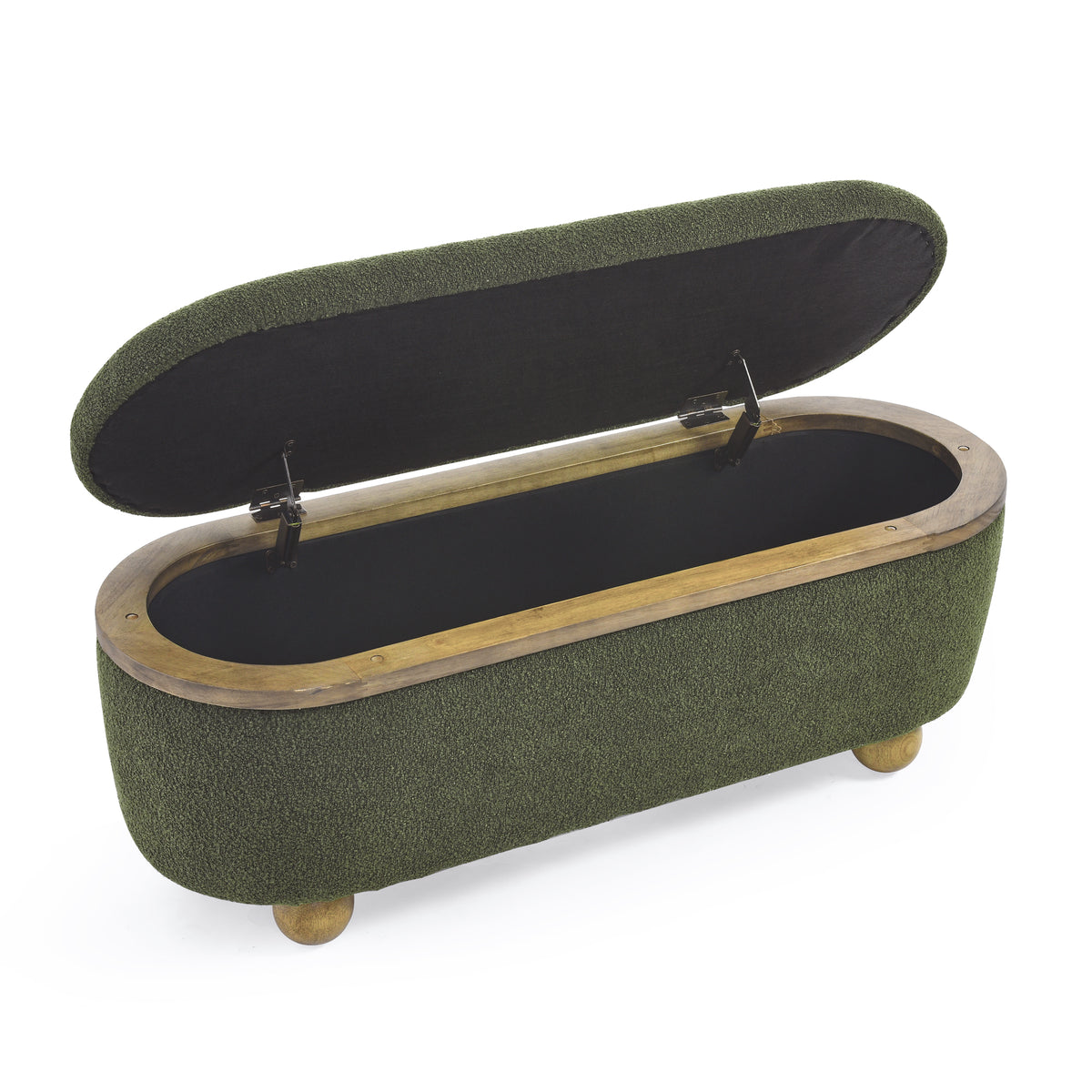 Storage Ottoman Bench, Upholstered End of Bed Ottoman Bench with Storage and Seating, Large Blanket Storage Bench for Foot Rest in Bedroom, Living Room, Entryway, Dark green W487P179605-djyc