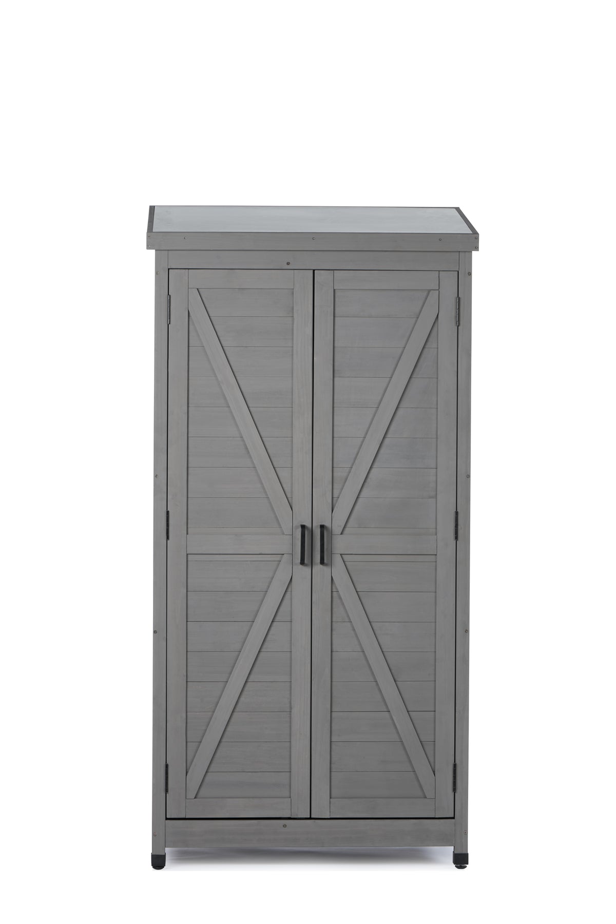 Outdoor Storage Cabinet and Metal Top,Garden Storage Shed,Outdoor 68 Inches Wood Tall Shed for Yard and Patio W1390121823-djyc