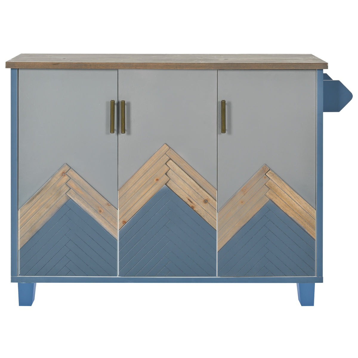 Retro Mountain Wood 47"D Kitchen Island with Drop Leaf, Accent Cabinet with Internal Storage Rack, Farmhouse Rolling Kitchen Cart on Wheels for Living Room, Kitchen, Dining Room (Navy Blue) WF315658AAG-djyc