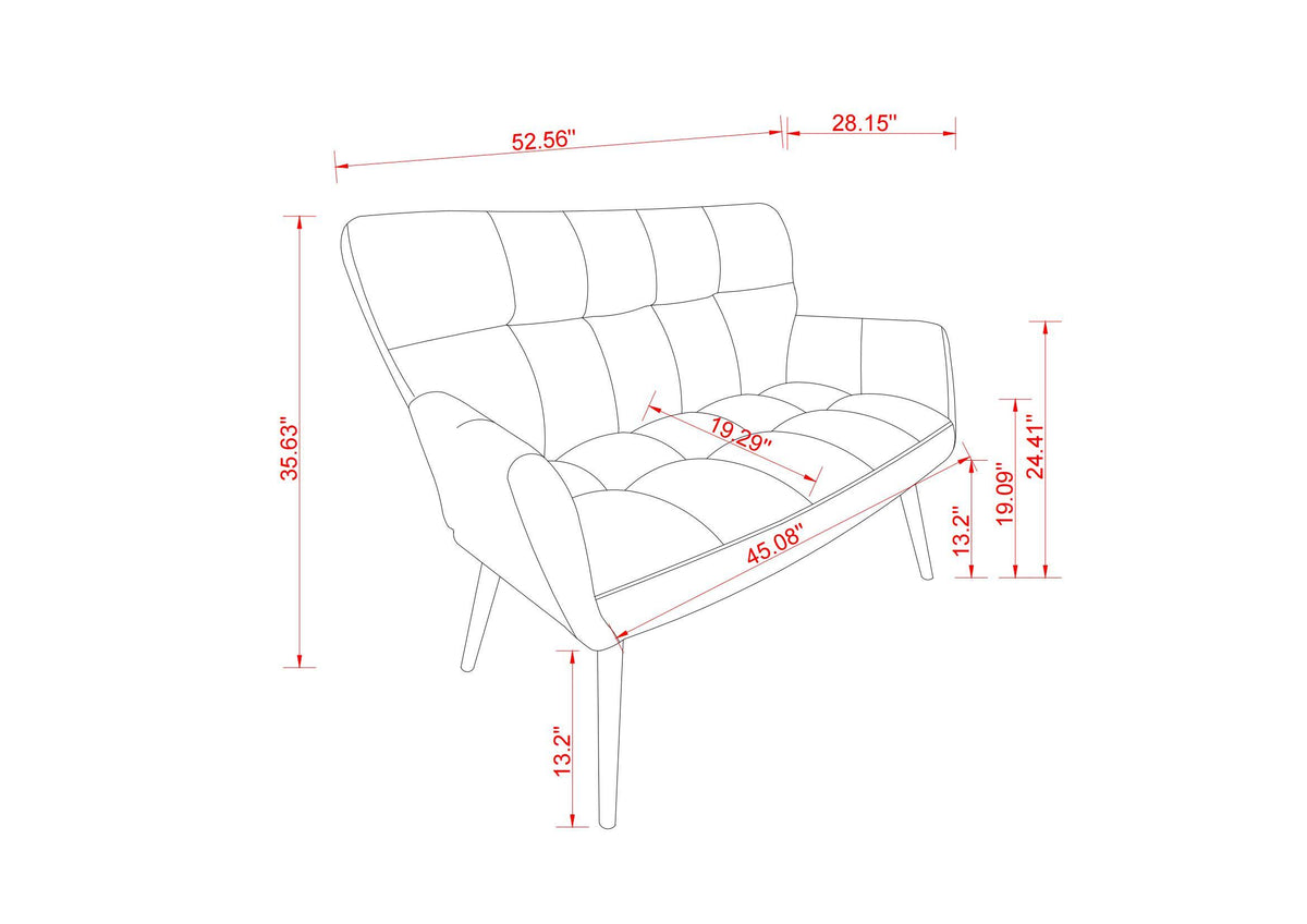 52'' Small Loveseat Sofa, Couch 2-Seater with Quilting Backs for Living Room, Bedroom and Small Space(COLOR:WHITE) W1669P175410-djyc