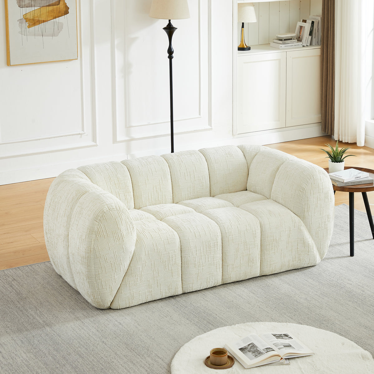 Chenille Pure Foam Sofa, Modern Quilted Cloud Sofa, Deep-Seat Chenille Pure Foam Sofa, Comfortable Modern Sofa, Suitable for Living Rooms, Bedrooms, and Apartments-W834P442225