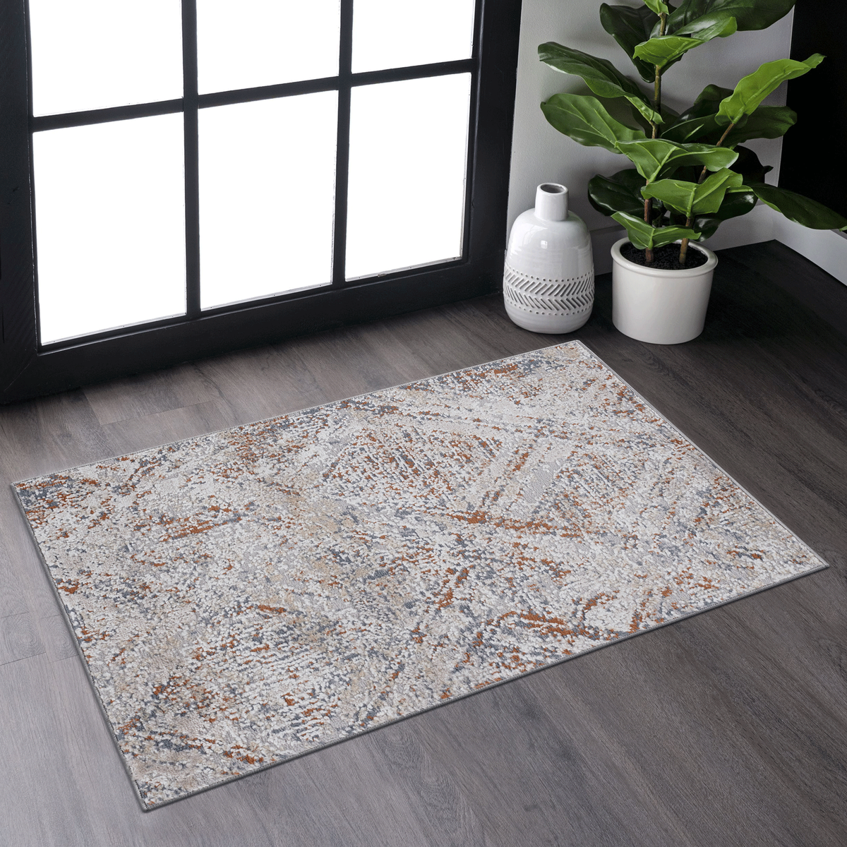 PAYAS Collection 2X3 Beige / Geometric Doormat Rug-B189P183446