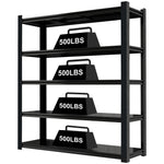 83.86 Inches Black Metal Shelves, with 5 Removable Dividers, Large Capacity, Strong Load Bearing, Suitable for Garage, Kitchen and Office(83.86*47.27*23.62) W328P193837-djyc
