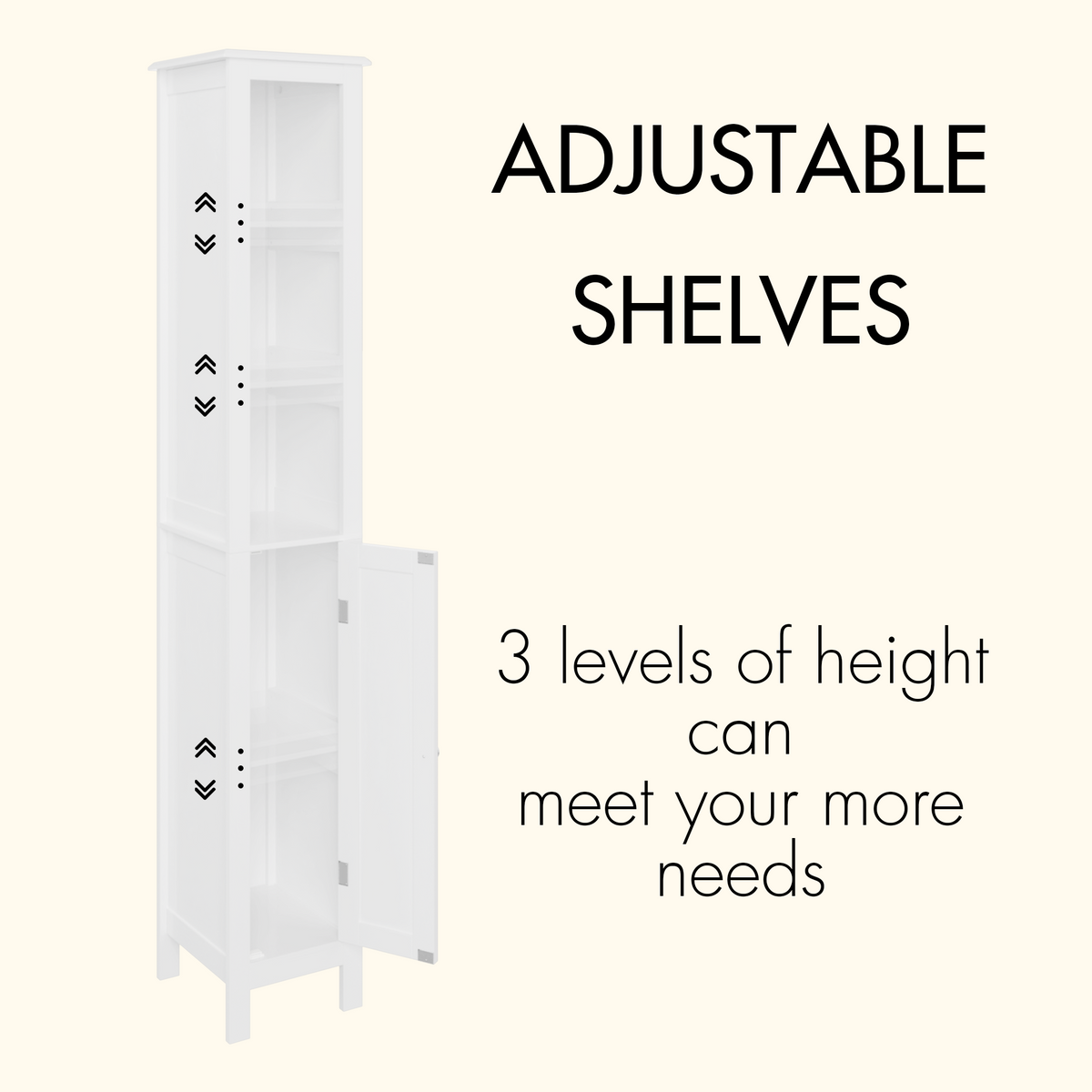 66.92" Tall Bathroom Storage Cabinet with Adjustable Shelves,Slim 1 Doors Freestanding Cabinet with Anti-Tip, Open compartments, for Home, Small Spaces, Bathroom,Kitchen, Living Room, White W808P174804-djyc