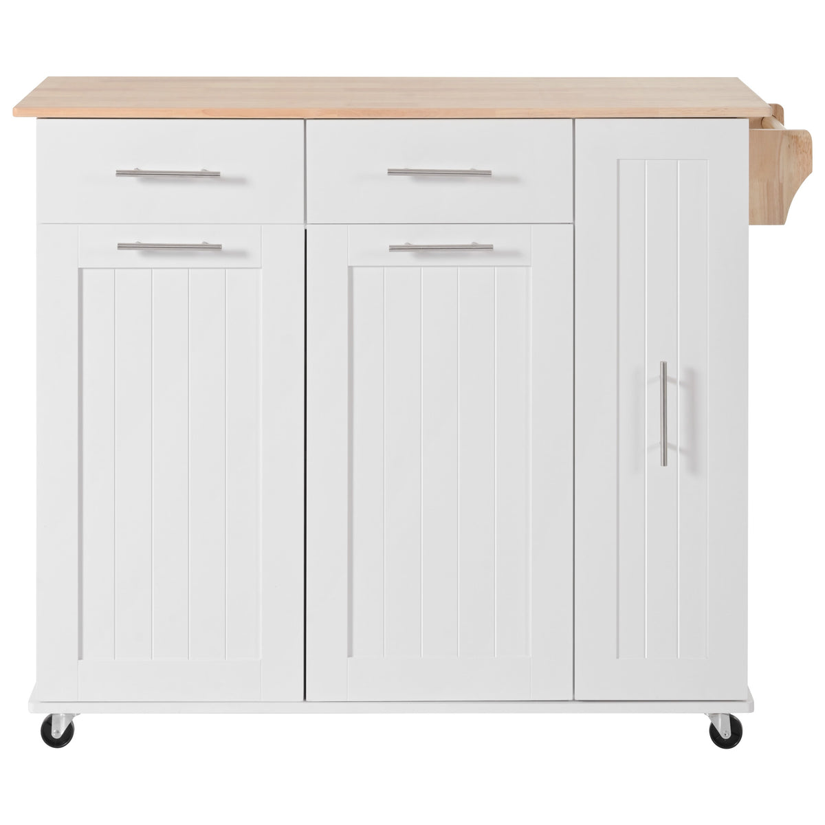 K&K Kitchen Island with Drop Leaf, Kitchen Storage Cart with 3 Tier Pull Out Cabinet Organizer, Internal Storage Rack, Rolling Kitchen Cart on Wheels with Towel Rack, 2 Drawers, for Kitchen, White WF531421AAW-djyc