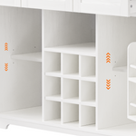 K&K 71" Farmhosue Pantry Bar Cabinet with Internal Storage Rack,Kitchen Cabinet with Hutch,Sliding Door,Power Outlet,Pegboard,Wine & Glasses Rack,3 Drawers,Rustic Coffee Bar Storage Cabinet,White Oak N707S000008W-djyc