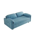 Sofa Showcase: 54" Velvet Blue Sofa Bed – A Dual-Purpose Living Room Gem with a Retractable Bed Option W1278127958-djyc