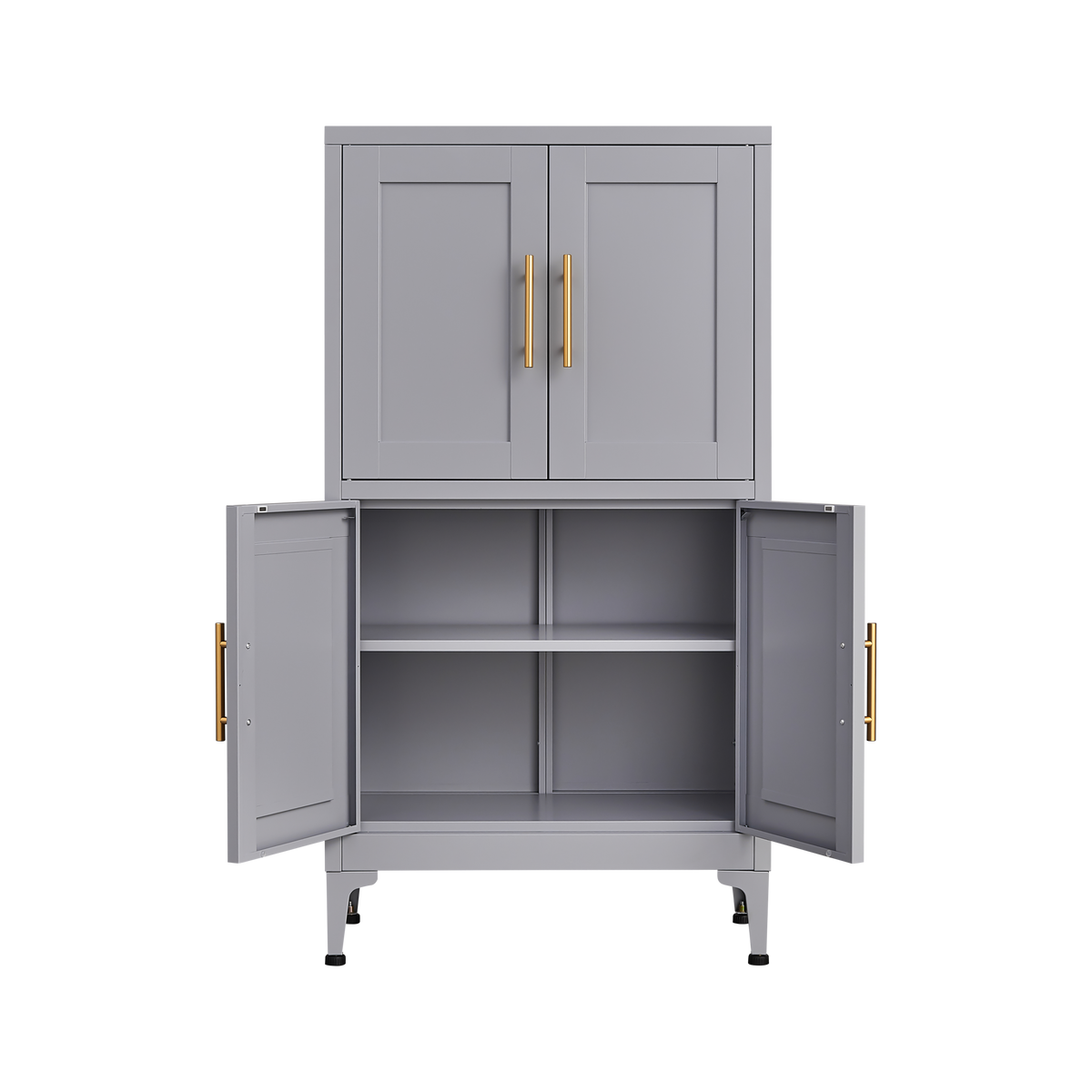 Grey Metal Kitchen Storage Cabinet, Kitchen Pantry Storage Cabinet with Doors and Shelves, Storage Cabinet with Adjustable Leveling Foot for Kitchen, Living Room and Dining Room W328P194191-djyc