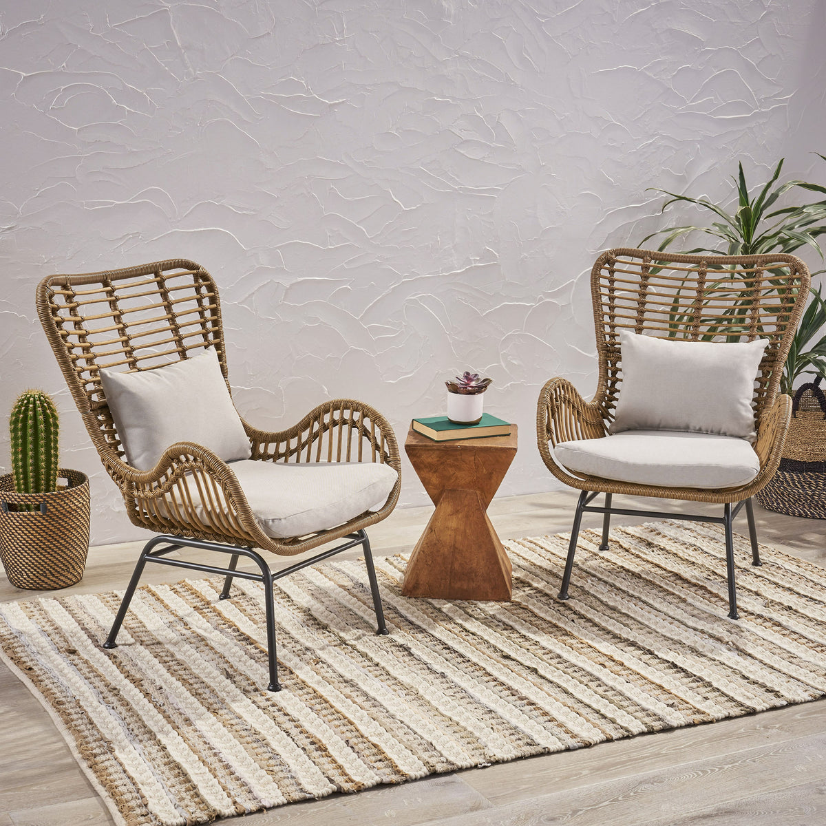 Tapscott Wicker Patio Chair with Cushions (Set of 2) 65044.00LBRN-djyc