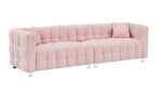 Charming 102-Inch Pink Teddy Fleece Sofa for Living Room, Bedroom, or Apartment - Includes Two Chic Throw Pillows & Sturdily Supported by Hardware Feet W1278S00019-djyc