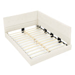 Full Size Upholstered Tufted Bed Frame, Sofa Bed Frame with Comfortable Backrest and Armrests, Full Size Bed for Bedroom, Living Room,Velvet, Beige(80.5''*59''*30.5'') W487S00223-djyc