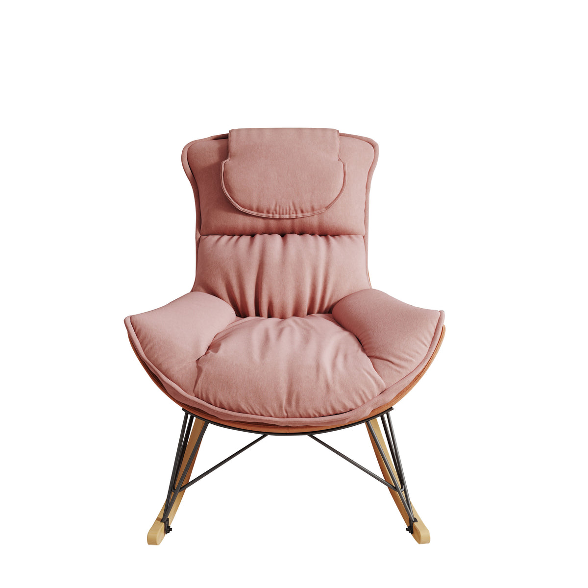 Leisure sofa single rocking chair, light luxury sofa chair, balcony leisure area single chair, comfortable and breathable characteristic chair, detachable and washable seat cushion (Color: Pink) W1669P152763-djyc