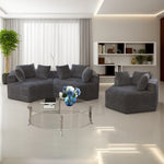 54''L Chenille Sponge single sofa,No Assembly Required,Fluffy Modern Sleeper Chair for Living room, Bedroom, Lounge and Projection Room W834P221043-djyc