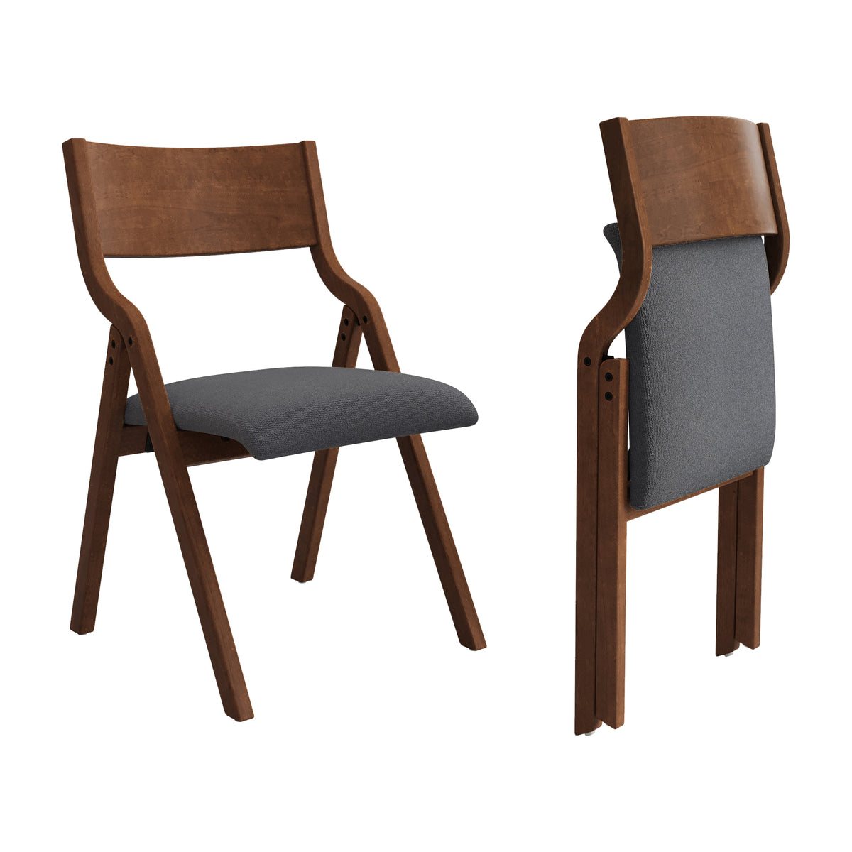 Upholstered folding Dining chair, space saving, easy to carry, Dining Room,No assembly required, 2-Pack-Grey+Walnut W2336P163449-djyc