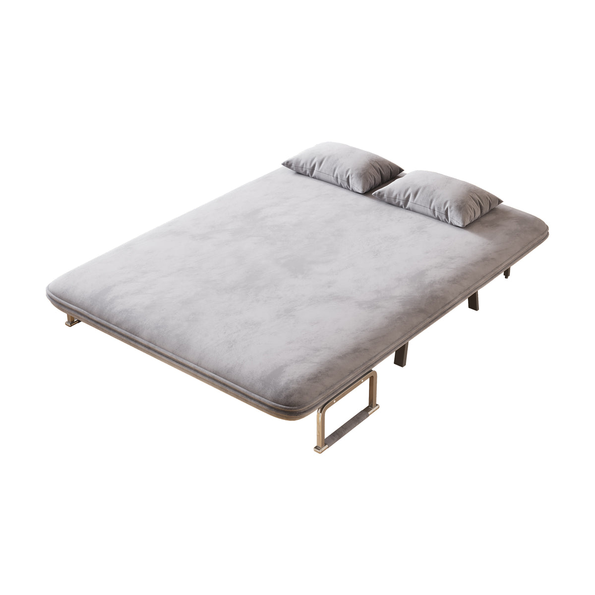 velvet light gray 55″ Convertible Chair Bed, Tri-Fold Sofa Bed with Adjustable Backrest & Pillow, Leisure Chaise Lounge Couch with Sturdy Steel Frame for Home & Office, Comfortable Sleeper Chair W1767P145839-djyc