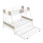Twin Over FULL Metal Bunk Bed with Trundle 2 - Side Ladder and Full-Length Guardrail, No Box Spring Needed, Large Under Bed Storage, Easy Assemble W311133416-djyc