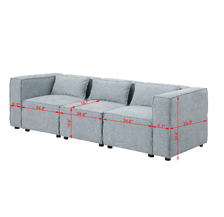 modular sofa BEIGEchenille fabric,simple and grand, the seat and back is very soft. this is also a KNOCK DOWN sofa W1099S00121-djyc