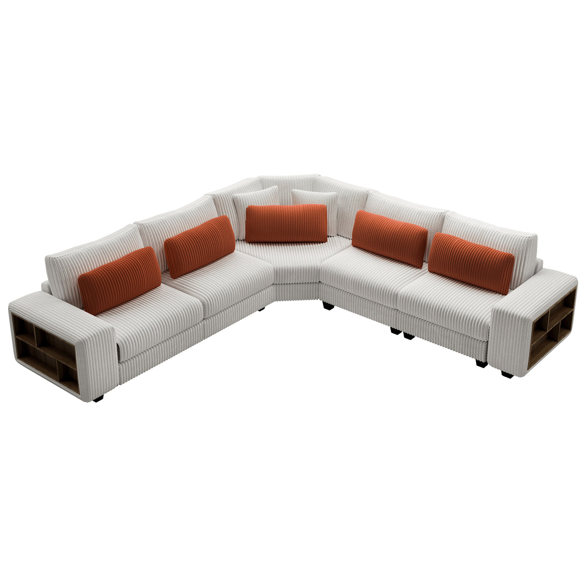 Modular Sectional L-shaped Sofa with Armrest Wooden Frame Locker, Stylish and Comfortable , Cream Style, Beige W1793S00009-djyc