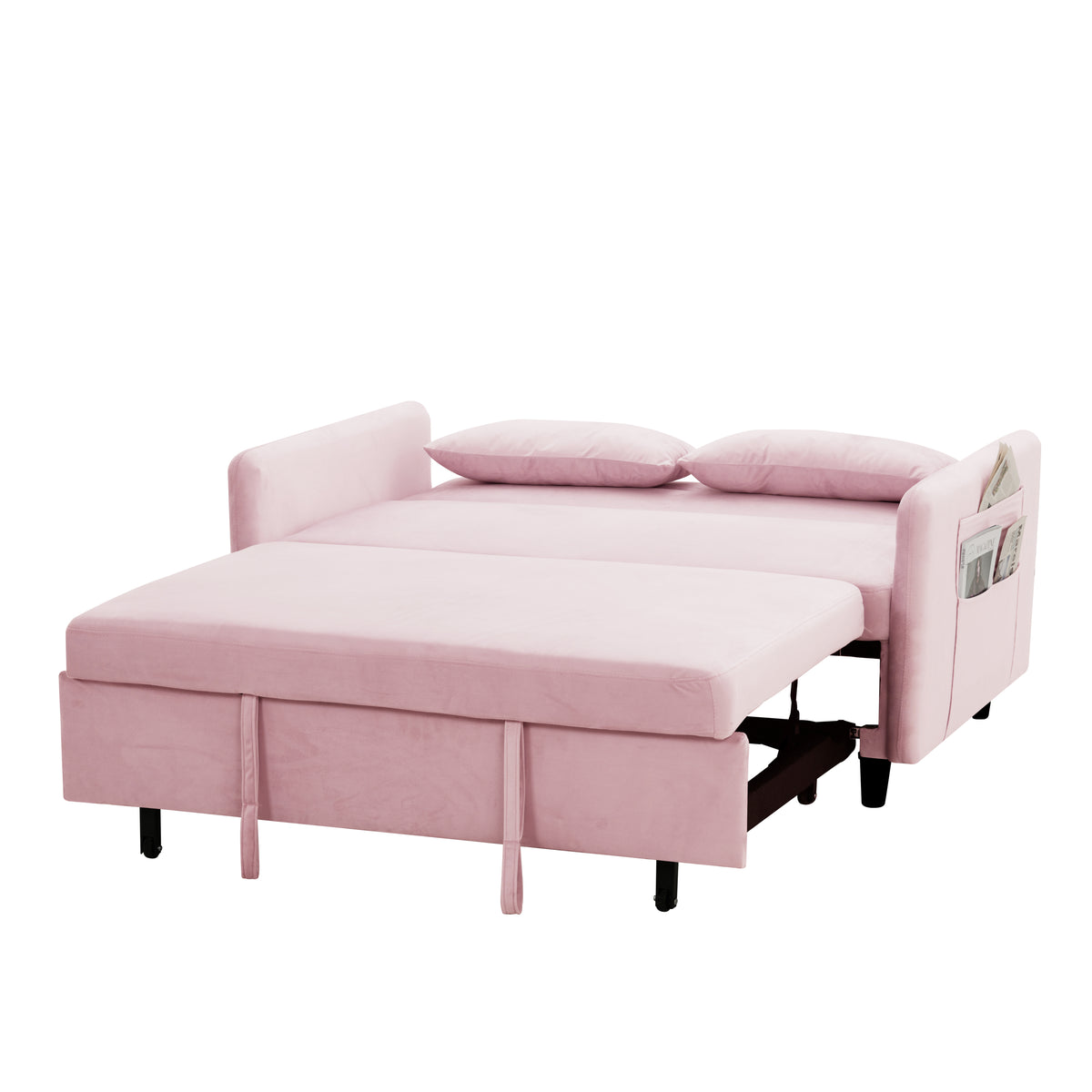 Sofa pull-out bed includes two pillows 54 "pink velvet sofa with small space W1278P144535-djyc