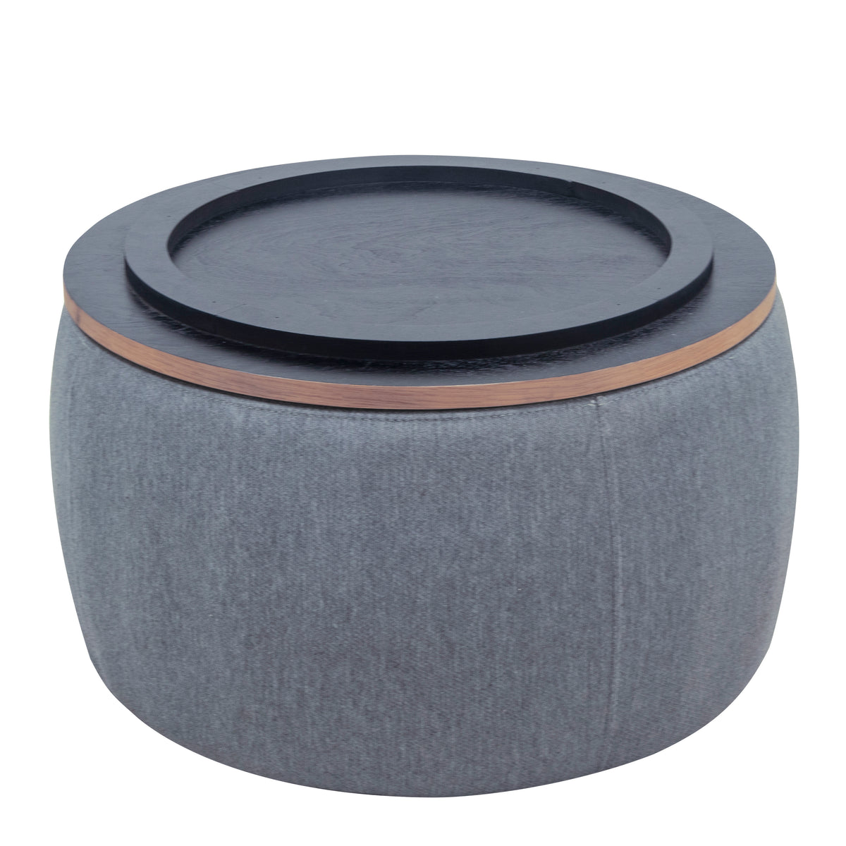 Round Storage Ottoman, 2 in 1 Function, Work as End table and Ottoman, Dark Grey (25.5"x25.5"x14.5") W48735178-djyc