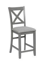 5 Piece Dining Table Set, Wooden Dining Square Table Set for 4, Counter Height Kitchen Table Set with Square Table and 4 Upholstered Chairs for Small Space, Gray W1998S00028-djyc