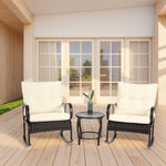 3 Pieces Patio Furniture Set Rocking Bistro Set Outdoor Rattan Conversation with Coffee Table for Garden Balcony Backyard Poolside W640P256784-djyc