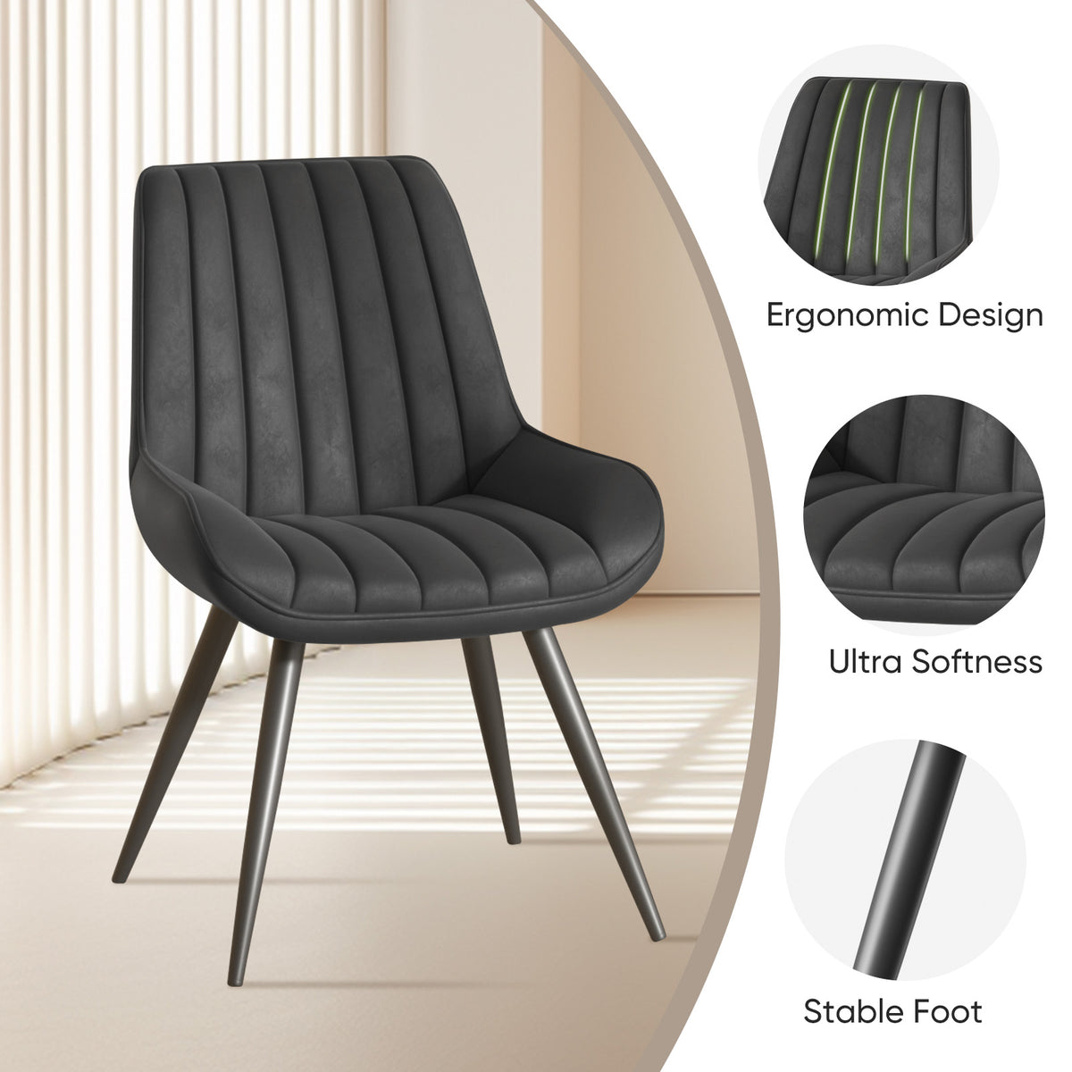 Modern Minimalist High-Back Dining Chair: High-Density Sponge Cushion & Ergonomic Design FU01043-wz