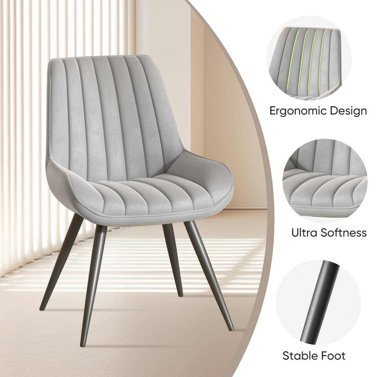 Modern Minimalist High-Back Dining Chair: High-Density Sponge Cushion & Ergonomic Design FU01043-wz