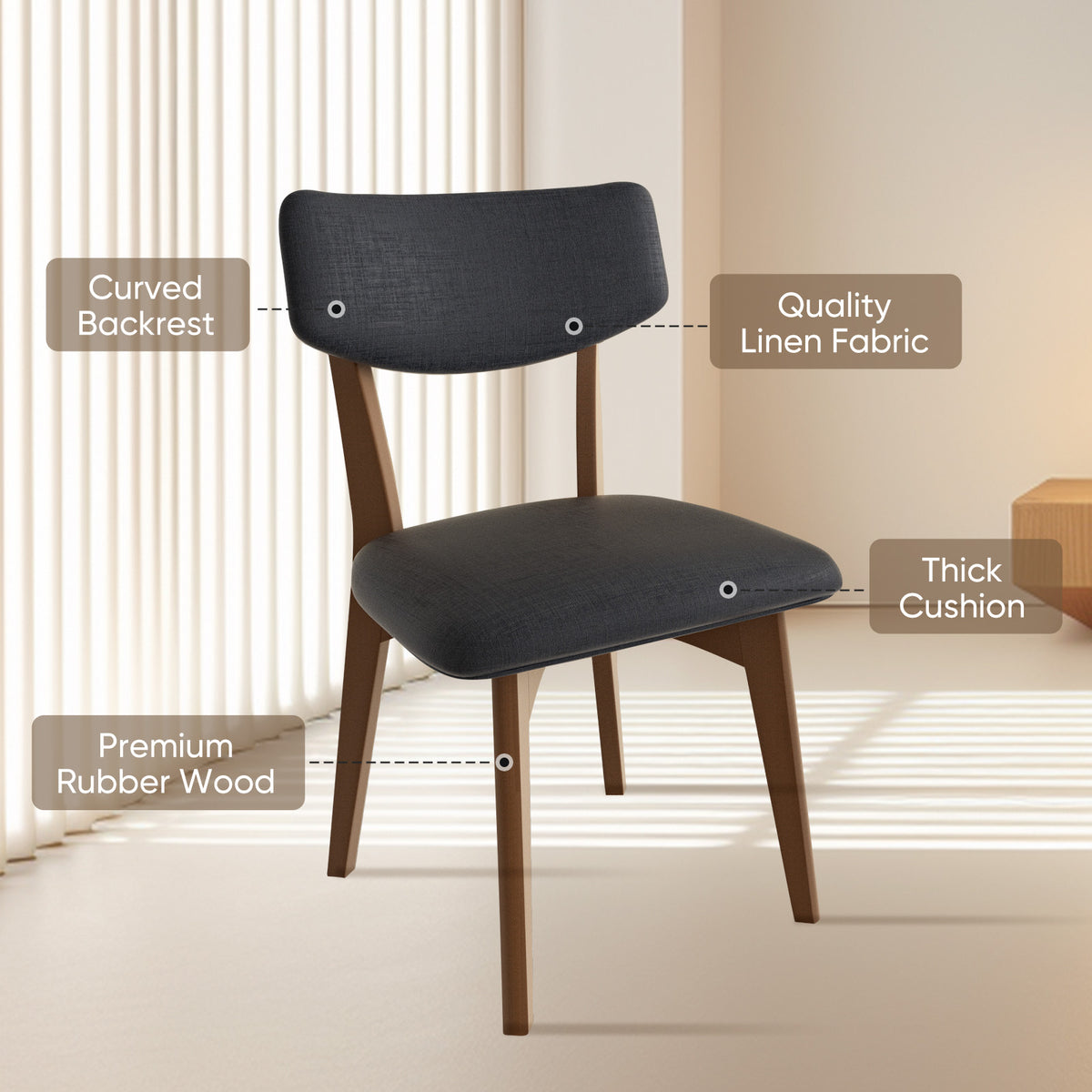 Modern Minimalist Linen Rubber Wood Chair: Easy Assembly & Premium Service FU01038-wz