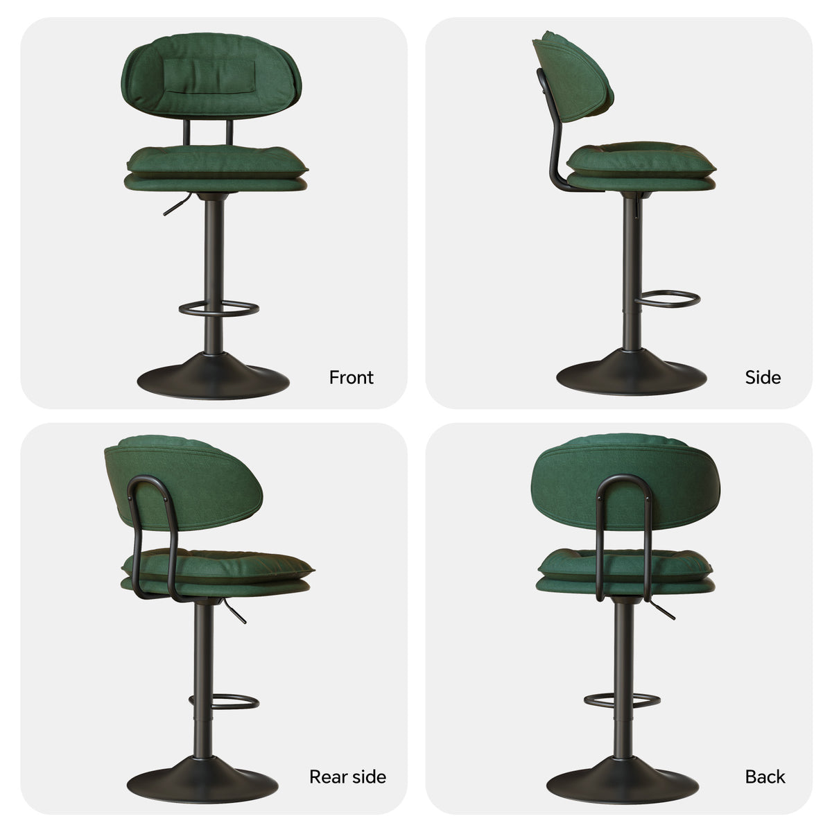 Modern Waterproof Bar Stool: Ergonomic Design & Dual-Layer Ultra-Soft Seat Cushion and Backrest FU01037-wz