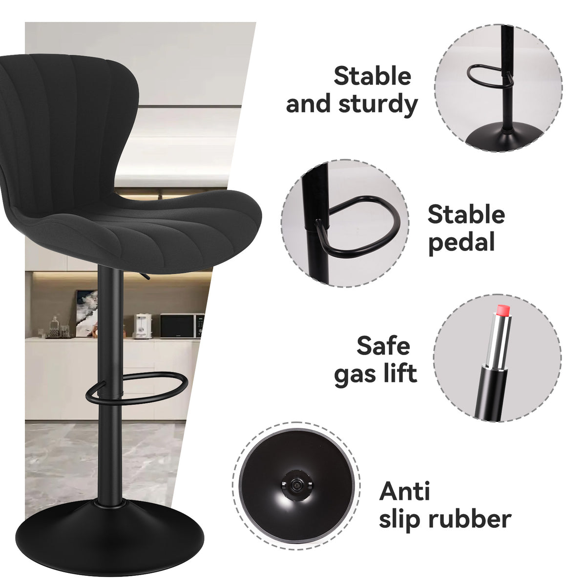 High-End Waterproof and Breathable Bar Stool: Wide Footrest & Comfortable Wide Seat FU01052-wz