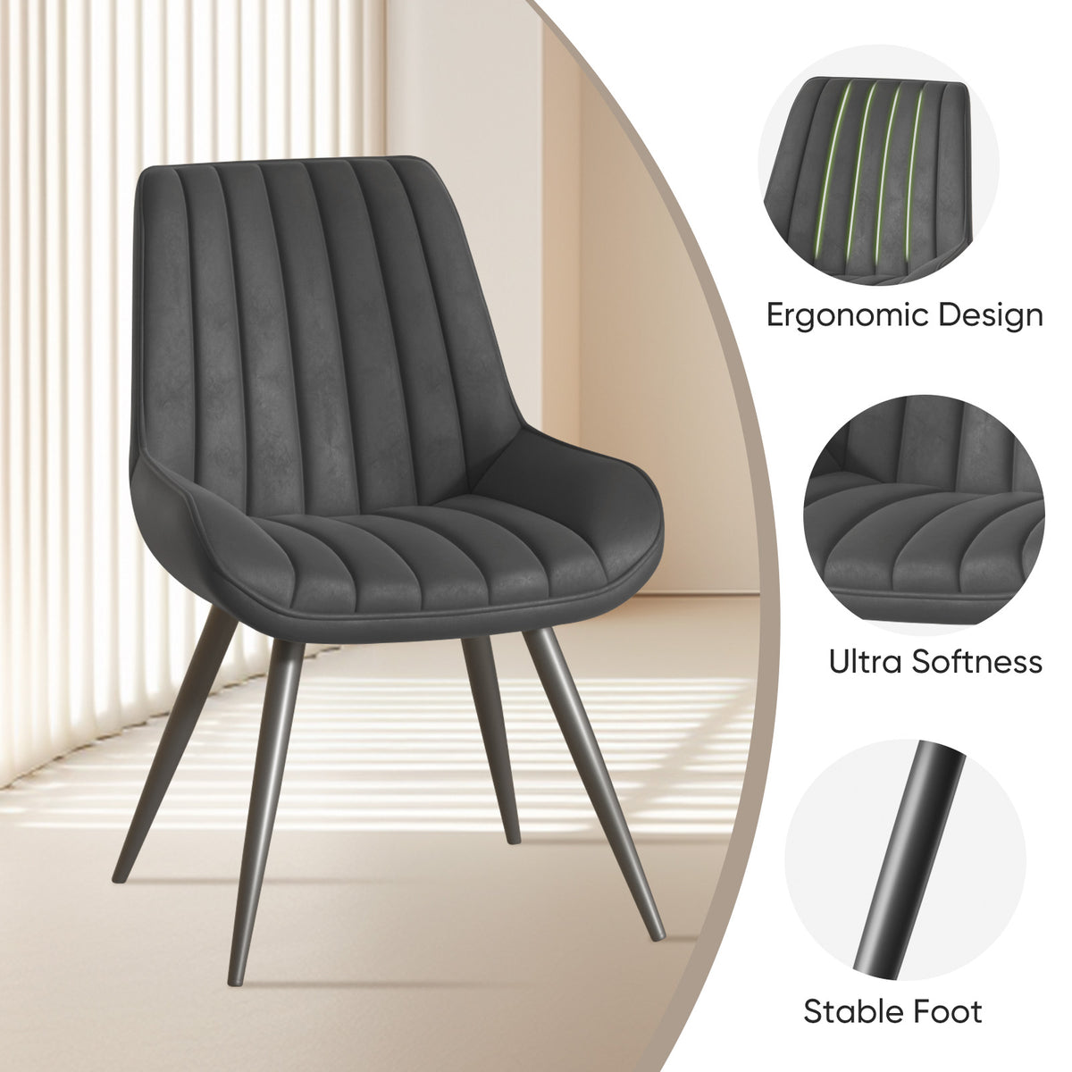 Modern Minimalist High-Back Dining Chair: High-Density Sponge Cushion & Ergonomic Design FU01043-wz