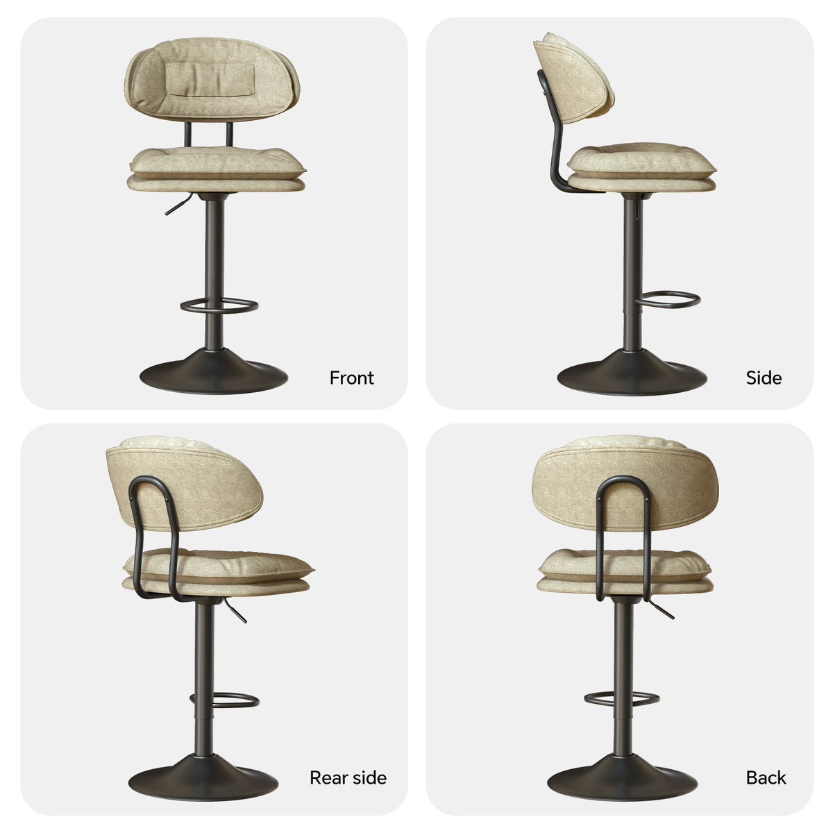 Modern Waterproof Bar Stool: Ergonomic Design & Dual-Layer Ultra-Soft Seat Cushion and Backrest FU01037-wz