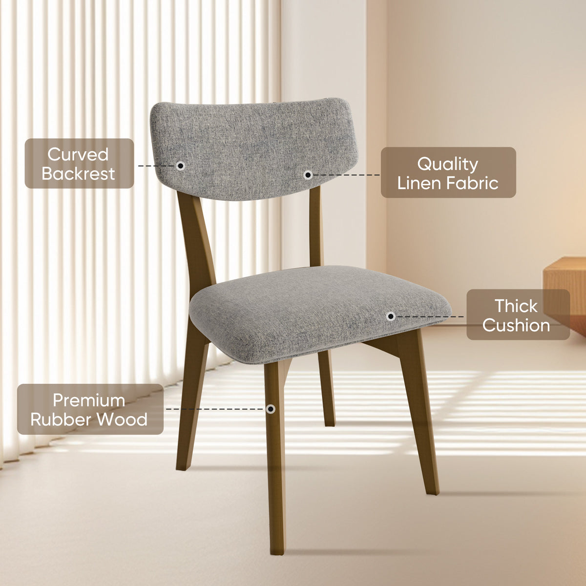 Modern Minimalist Linen Rubber Wood Chair: Easy Assembly & Premium Service FU01038-wz