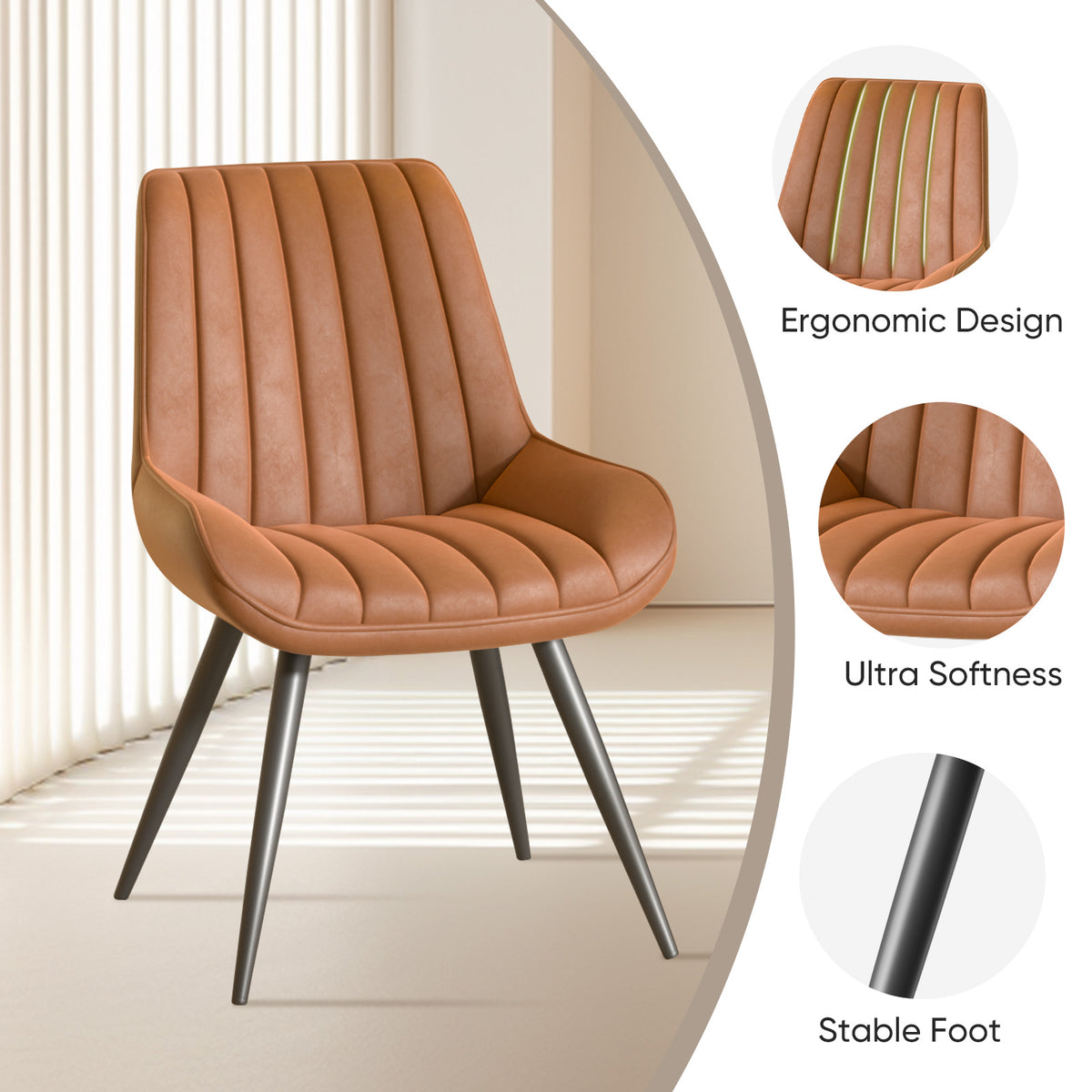 Modern Minimalist High-Back Dining Chair: High-Density Sponge Cushion & Ergonomic Design FU01043-wz