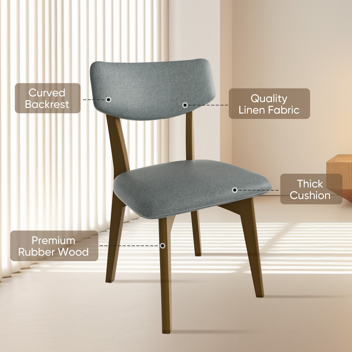 Modern Minimalist Linen Rubber Wood Chair: Easy Assembly & Premium Service FU01038-wz