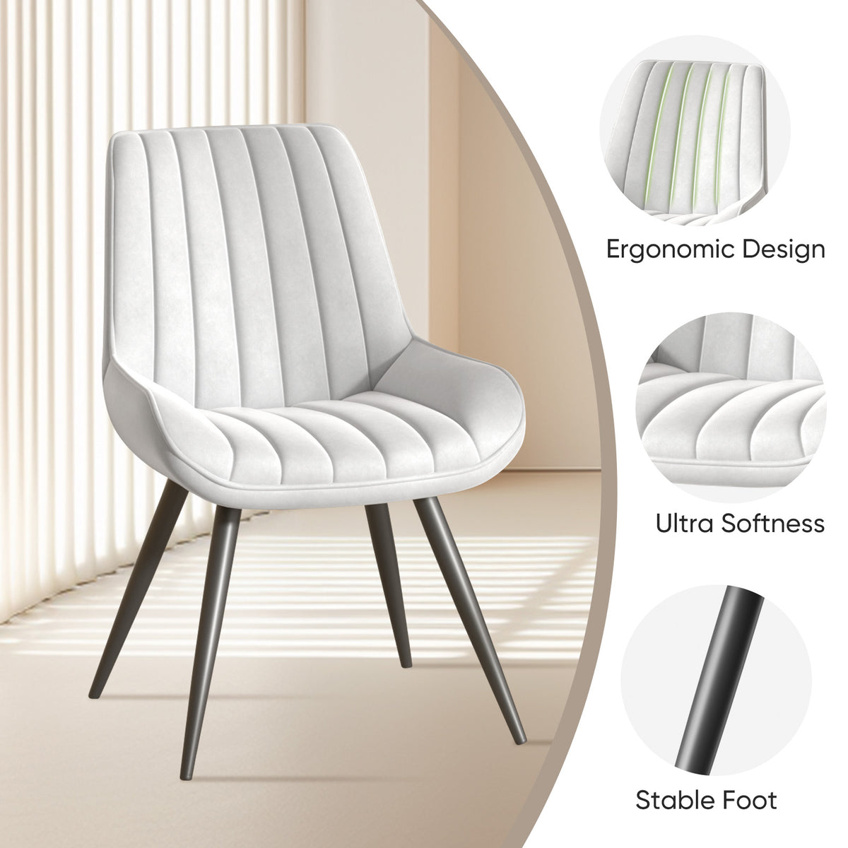 Modern Minimalist High-Back Dining Chair: High-Density Sponge Cushion & Ergonomic Design FU01043-wz