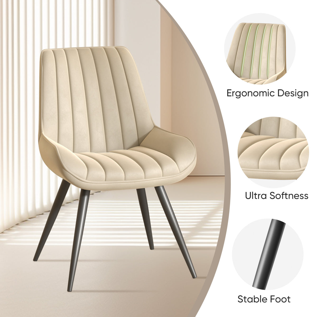 Modern Minimalist High-Back Dining Chair: High-Density Sponge Cushion & Ergonomic Design FU01043-wz