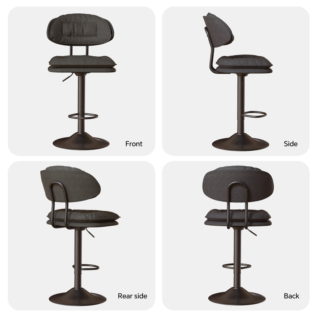 Modern Waterproof Bar Stool: Ergonomic Design & Dual-Layer Ultra-Soft Seat Cushion and Backrest FU01037-wz