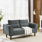 Convertible Futon Sofa Bed, Comfy Loveseat Sleeper Sofa with Adjustable Armrest, Strengthen Wood, Thick Padded Cushion, Small 2 Seater Couch for Living Room, Bedroom, Grey W487P180468-djyc