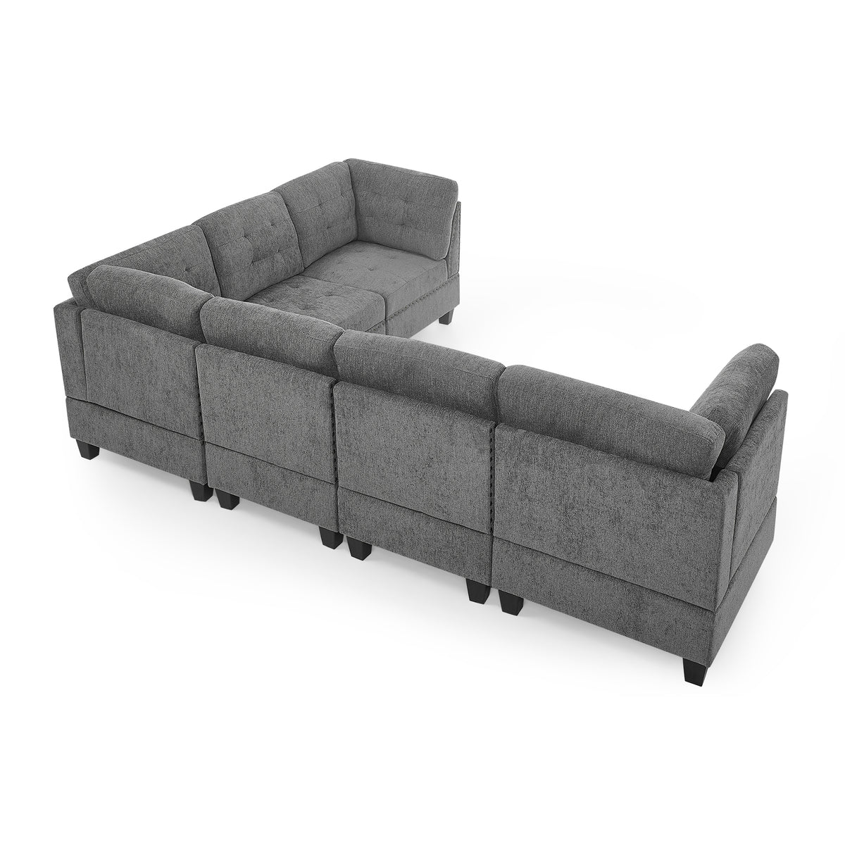 L shape Modular Sectional Sofa,DIY Combination,includes Three Single Chair and Three Corner ,Grey Chenille W487S00202-djyc