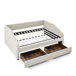 Full Size Daybed with Two Drawers Trundle Upholstered Tufted Sofa Bed, Linen Fabric, Beige (82.5"x58"x34") W487S00177-djyc