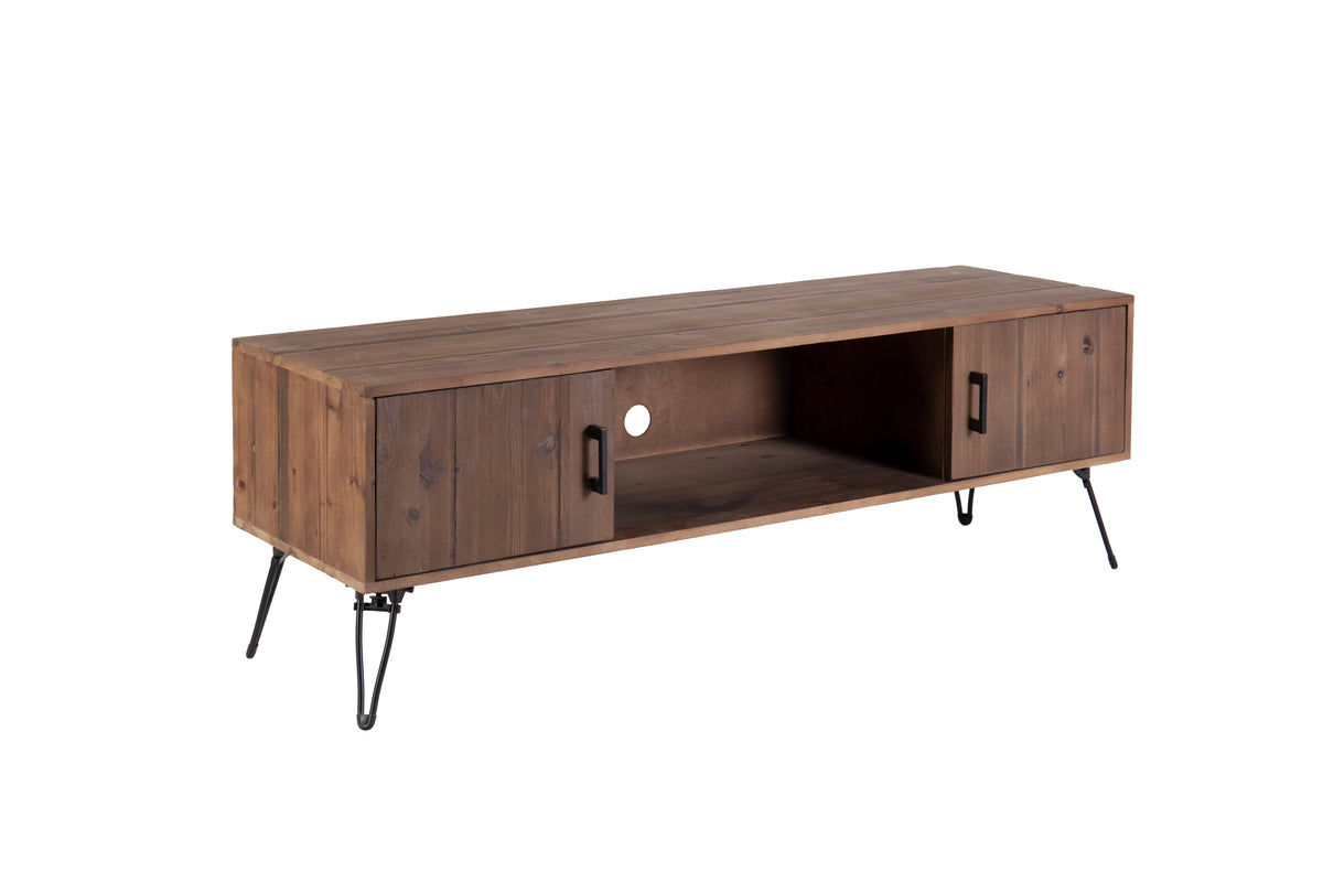 Industrial style Reclaimed wood Media TV Stand with Storage Cabinet for Living Media Room W142562421-djyc