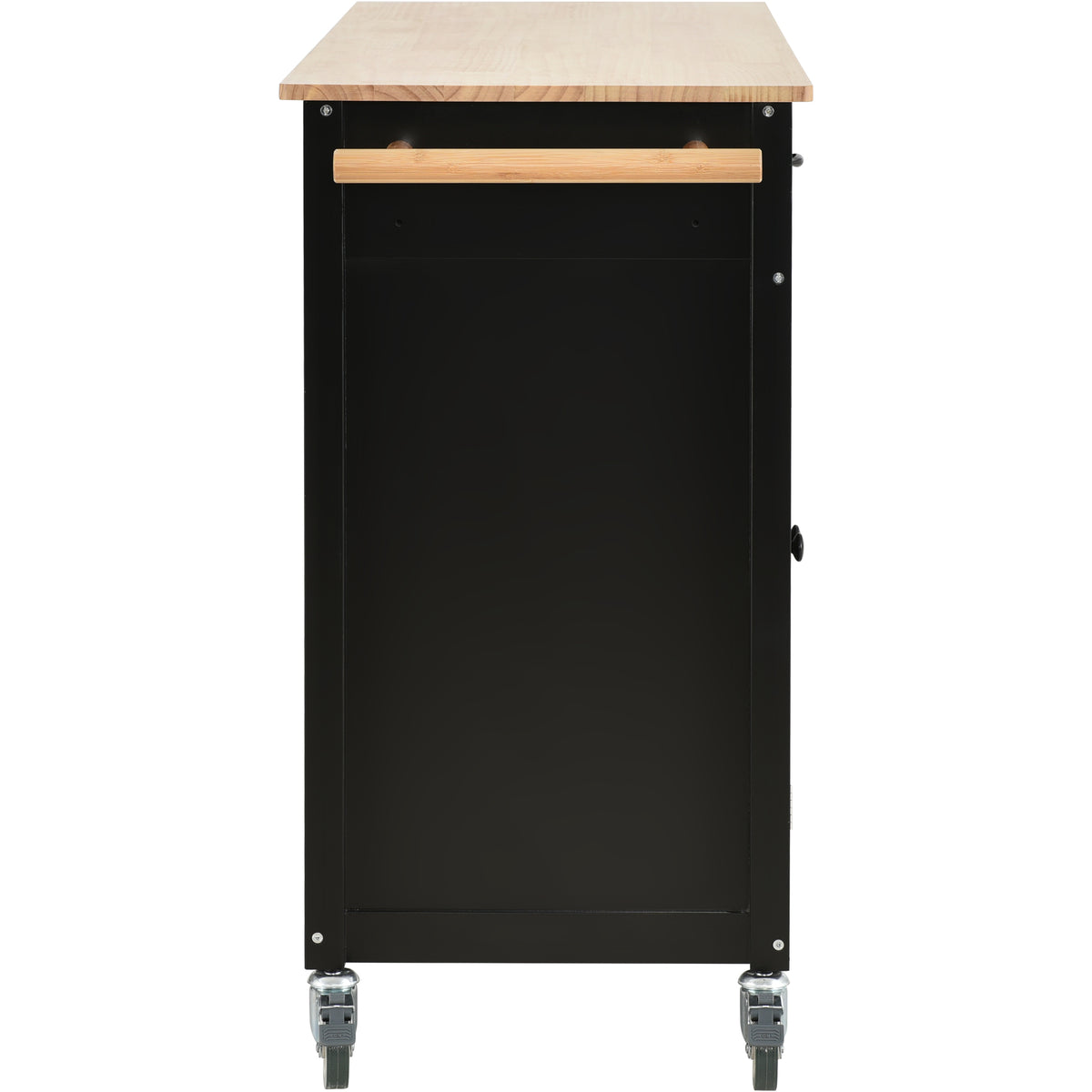 Kitchen Island Cart with Solid Wood Top and Locking Wheels,54.3 Inch Width,4 Door Cabinet and Two Drawers,Spice Rack, Towel Rack (Black) WF286911AAB-djyc