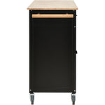 Kitchen Island Cart with Solid Wood Top and Locking Wheels,54.3 Inch Width,4 Door Cabinet and Two Drawers,Spice Rack, Towel Rack (Black) WF286911AAB-djyc