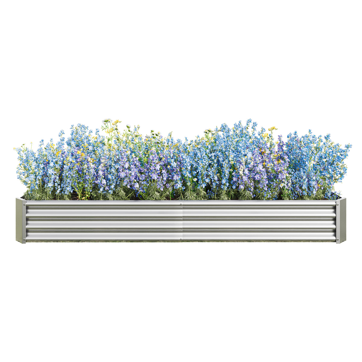 Raised Garden Bed Kit - Metal Raised Bed Garden 7.6x3.7x0.98ft for Flower Planters, Vegetables Herb Silver W84090998-djyc