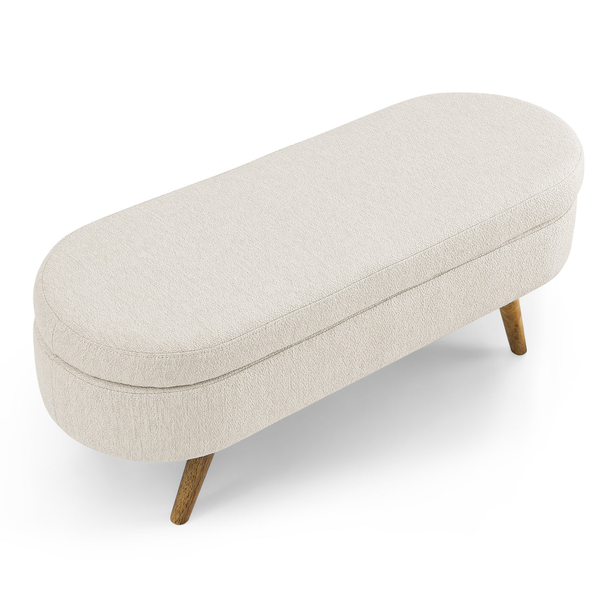 Ottoman Oval Storage Bench,Rubber Wood Legs, Beige(43.5"x16"x16") W48746798-djyc