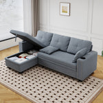 85 "multi-functional dark grey sofa. L-shaped sofa Cotton and linen sofa bed can be combined into one W1278S00008-djyc
