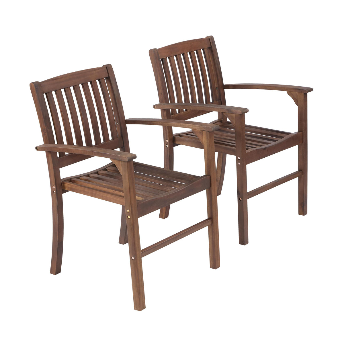 Acacia Wood Patio Dining Chair Set of 2, Solid Wood Indoor Outdoor Comfortable Seat Brown, Modern Farmhouse Chair for Kitchen, Bedroom, Living Room W2640P207939-djyc