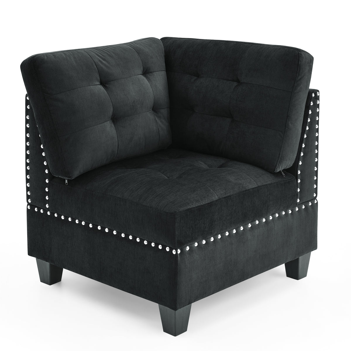 Corner Sofa for Modular Sectional,Black Velvet (31.5"x31.5"x36.5") W487S00074-djyc